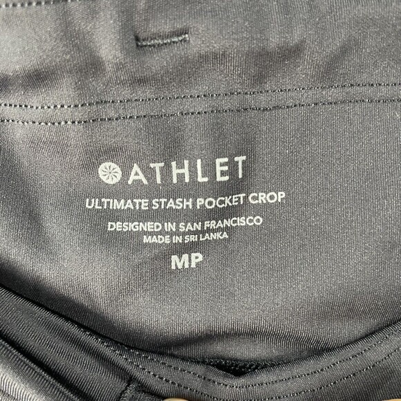 Athleta Leggings Women's Medium Petite Ultimate Stash Black Mid Rise EUC - Picture 3 of 7